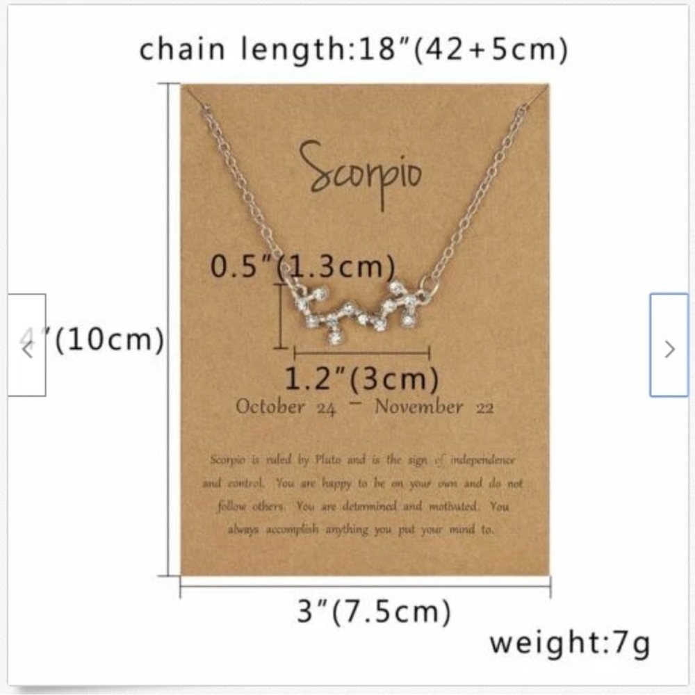 Scorpio Zodiac Silver Necklace - Picture 2 of 2